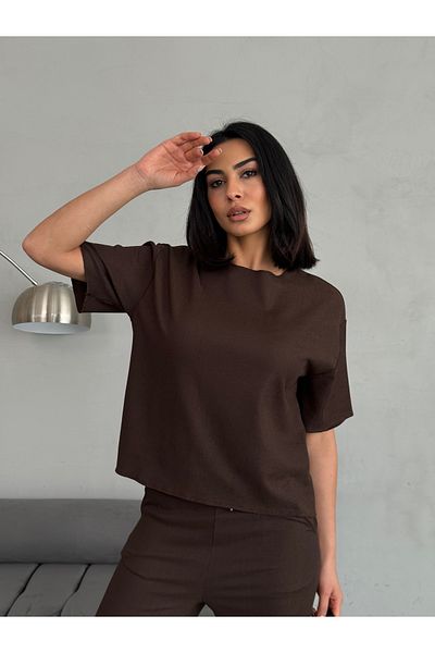 floral fashıon Paris Pique Fabric Women's Short Sleeve Set - Comfortable Fit