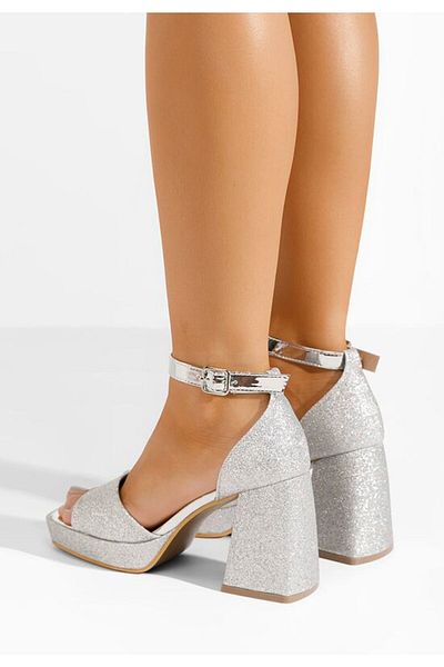 B T Shoes Sandale dama elegante argintii Roda