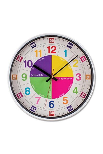 Digithome Slim Öğretici Sessiz Çocuk Duvar Saati 30cm Renkli K-SLIM-COCUK C32...