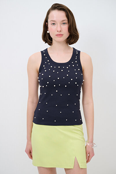 adL İnci Detaylı Kolsuz Bluz