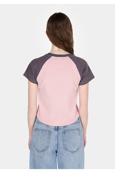 Colin's Slim Fit Round Neck Printed Women's Pink Short Sleeve T-Shirt