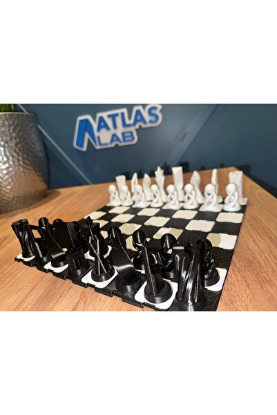 Atlas Lab Satranç Seti 3d Baskı Katlanabilir Rulo Tasarım – Taşınabilir Şık H...