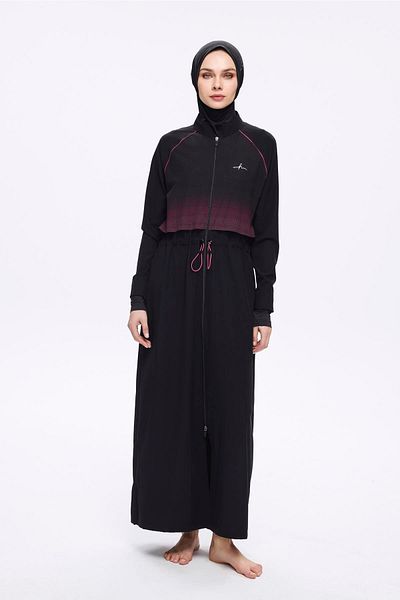 Haşema Full Length Black 5 Piece Full Hijab Swimsuit Set 5048