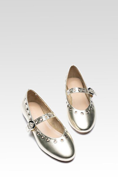 PARİS Γυναικείες χρυσές μπαλαρίνες με λαμπερή θηλιά