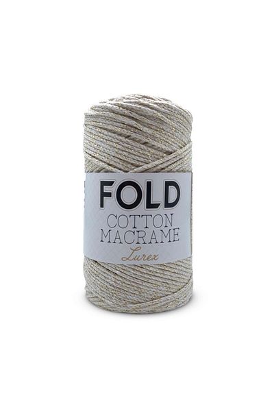 FOLD Gold Cream - Glitter Cotton Macrame Knitting Yarn
