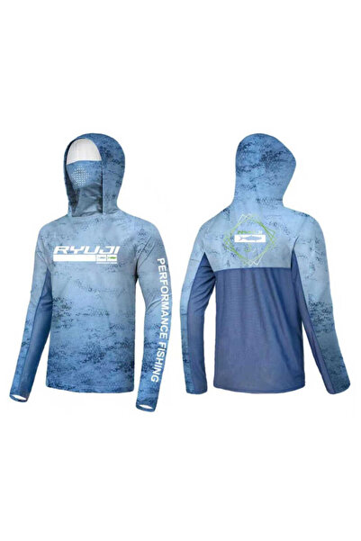 RYUJI UV PERFORMANCE HOODIE SHIRT+NECK, BLUE SKY Standart-XL