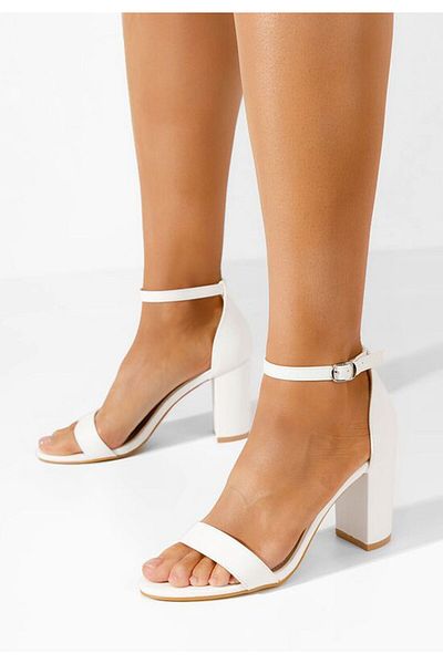 B T Shoes Lorelia white chunky heel sandals