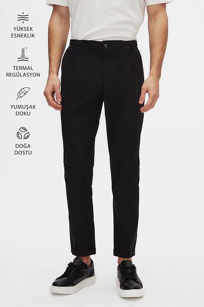 Twn Relaxed Fit Black Thin and Light Rpt Jogger Pants