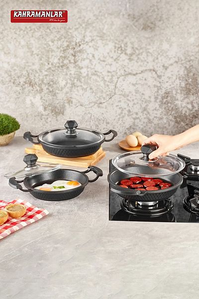 Kahramanlar Cast Iron Pan Set 18/20/22 Cm