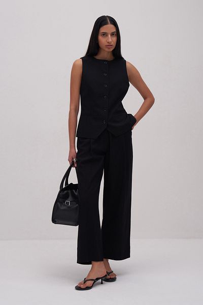 mathilda store Women's Black High Waist Loose Cut Pants