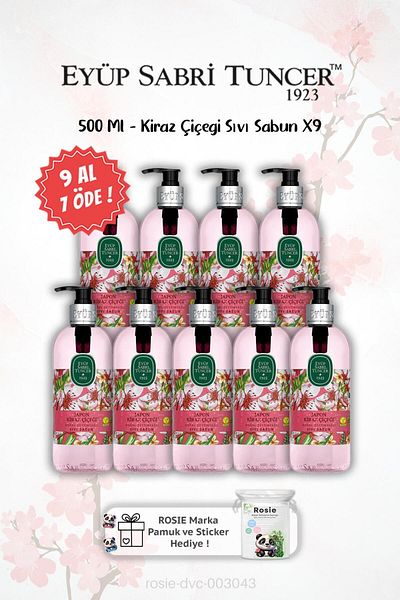Eyüp Sabri Tuncer Buy 9 Pay 7 Japanese Cherry Blossom 500 ml Liquid Soap and Rosie Gift