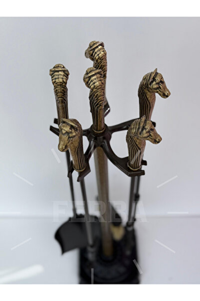 FERBA Antik Bronz At Figürlü Şömine Maşa Takımı