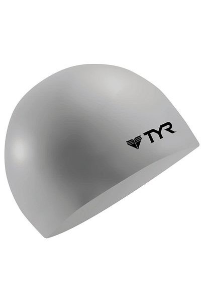 TYR Wrinkle-Free Silicone Swim Cap | Silver | Durable | Comfortable Fit | Waterproof | Protects Hair