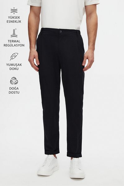 Twn Relaxed Fit Navy Blue Thin and Light Rpt Jogger Pants