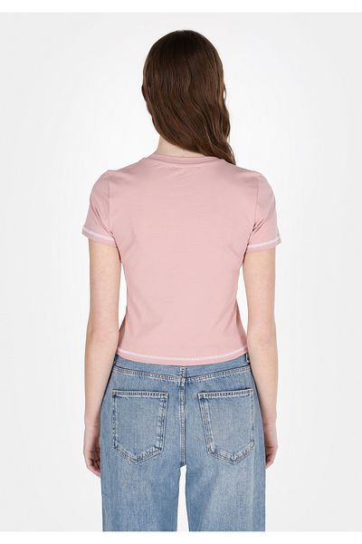 Colin's Slim Fit Round Neck Printed Women's Pink Short Sleeve T-Shirt