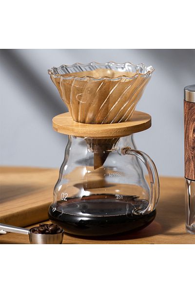 Choice إبريق قهوة زجاجي شفاف 600 مل - 3 قطع، إبريق قهوة زجاجي شفاف قياسي لتقديم القهوة
