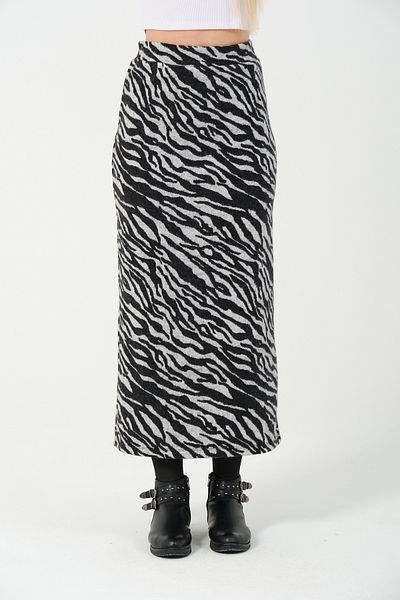 mrmpro Pencil Skirt Zebra Pattern Seasonal Fabric Stretchy Corset Belt Maxi Length 96cm