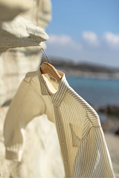 no7man Mikonos Khaki Striped Shirt