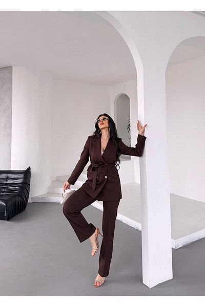 MYGİYİMİSTANBUL Tie-Up Blazer Jacket Trousers Set