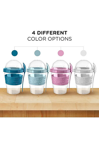 Titiz Take N Go Fruity Yogurt Container with Spoon and Chamber Snack Muesli Granola Cup