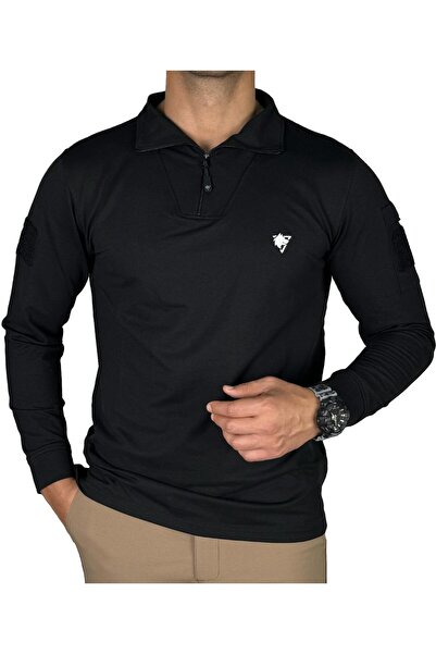 Wolftrap Tactical Wolftrap Iraz Balıkçı Yaka Uzun Kollu Taktik T-Shirt Siyah