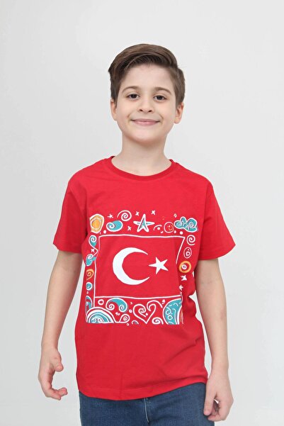 Perendi 100% βαμβακερό μπλουζάκι για κορίτσια και αγόρια με τουρκική σημαία κόκκινο - 23 Απριλίου 29 Οκτωβρίου Eid