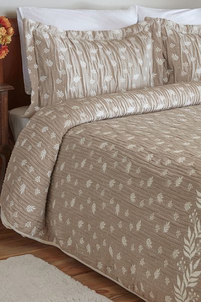 Karaca Home Beige Sasil Double Bedspread Set