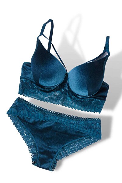 Ladytime Lüks Kadife Çapraz İpli Dolgulu Sütyen Takımı -210
