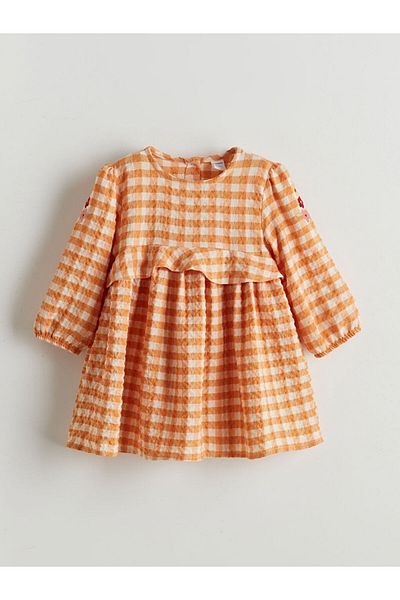 LC Waikiki Lcw Crew Neck Girls' Krinkle Dress Fast Fashion