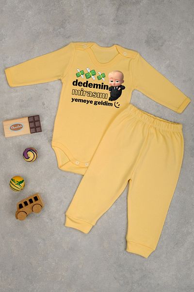 bebetospik 100% Cotton I'M Here to Eat My Grandfather's Heritage Printed Baby Girl & Boy Set
