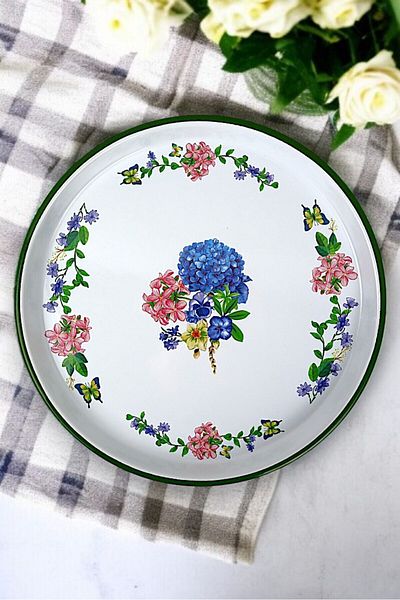 İnci Emaye 32 No 32 Cm Presentation Tray Coffee Tray Tea Tray Gift Dowry TrayServing Plate Tray