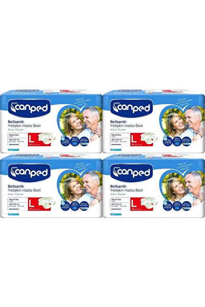 Canped حفاضات للمريض من البولي إيثيلين مقاس L مع حزام خصر (120 قطعة)