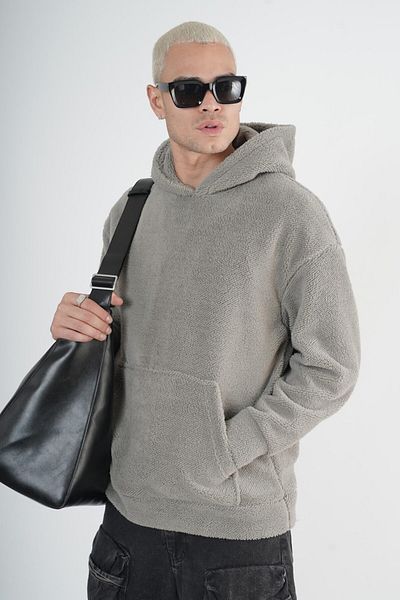 Butik Unisex Plush Hooded Oversize Kangaroo Pocket Unisex Trend We