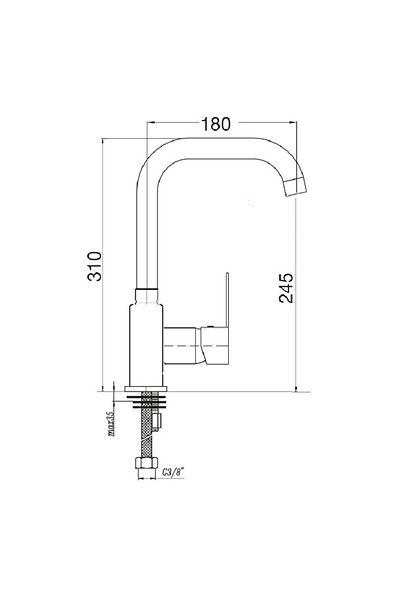 Penta SINK FAUCET AGENA BLACK (L PIPE) P915B