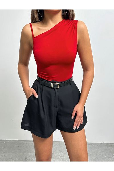 BEJNA Women's Red Strap Single Shoulder Blouse