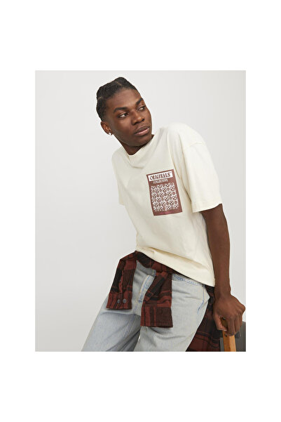 Jack & Jones Ανδρικό μπλουζάκι με κρέμα Mykonos (12256328-BCM)