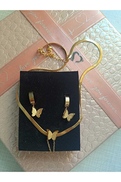 Kudi قلادة فراشة طقم أقراط الكبيليك