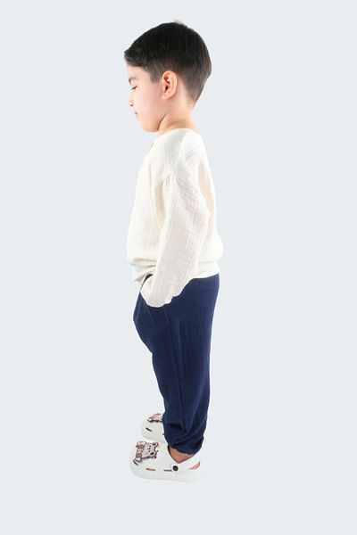 ÇİTİL Boy's Long Sleeve Muslin Bottom Top 2 Piece Set 2-8 Years