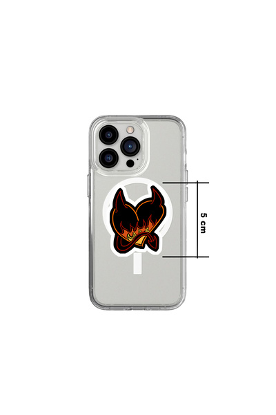 Alevli Kalp El Çizimi Sticker- Premium Laptop Tablet Telefon Sticker