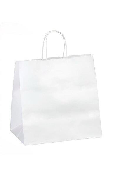GİZPAK Burgu Saplı Beyaz Çanta 32x33x20cm 50 Adet