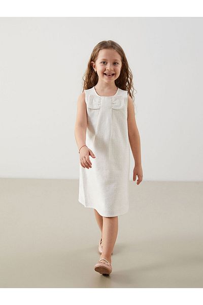 LC Waikiki New Season Lattice Bow Girl's Dress - S5As11Z1