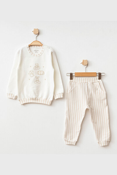 Aziz Bebe Cloud Bear Patterned 2-Piece Baby Set 3 Months - 36 Months