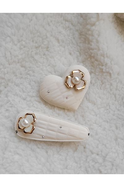 LO ADORO 2Pcs Girls Heart Buckle Less-Hair Kids Collet Buckle Toothed Collet Hair Accessory