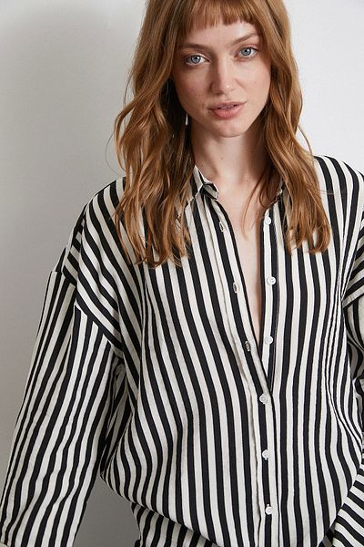Never more Striped Design with Black t Sleeve Shirt