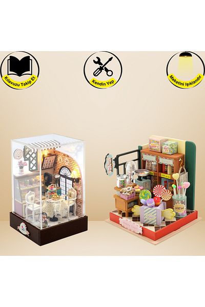 minyaturia Miniature Model Kit: Cake Station & Confectioner |   Double Package |   DIY Hobby Set