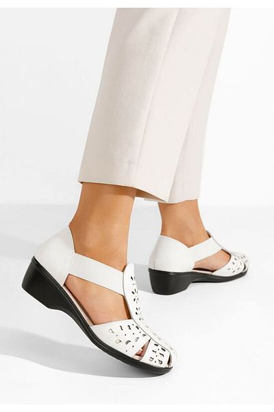 B T Shoes Women's Melona white leather sandals