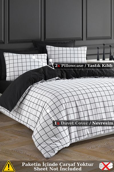 Eponj Home Σετ Παπλωματοθήκη Artus Black Διπλό Ώριμο