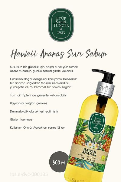 Eyüp Sabri Tuncer Buy 6 Pay 5 Liquid Soap Hawaiian Pineapple 500 ml and Rosie Gift