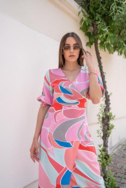 TUA MODA Tua Moda Fuchsia Print Split Dress