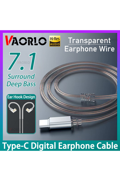 Choice كابل سماعة أذن رقمية شفاف مع ميكروفون من النوع C 7.1 HIFI مطلي بالفضة ومُحسّن لسماعات الرأس السلكية C